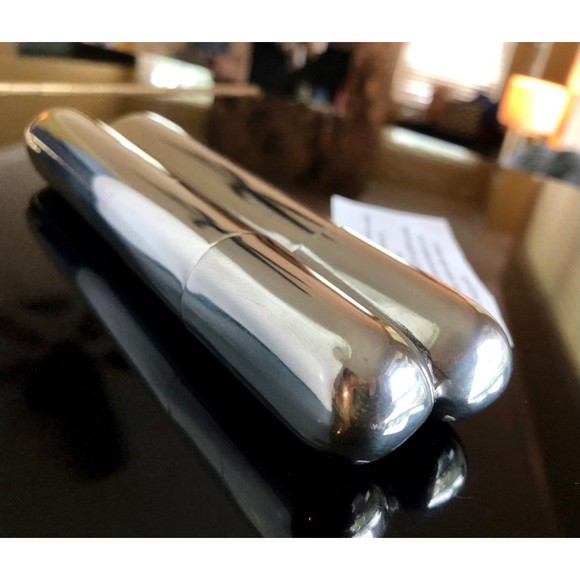 Vintage Sheffield London Hallmarked Polished Pewter Combo Hip Flask Cigar Case - Picture 7 of 13